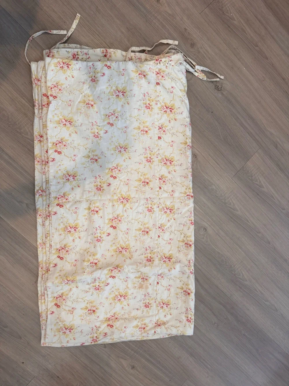 Vintage Pottery Barn King Beige and Pink Floral Duvet Set